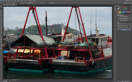 The Adobe Photoshop CS6 beta defaults to a dark color scheme, reminiscent of that in Lightroom. Screenshot copyright ©2012, Imaging Resource. All rights reserved. Click for a bigger picture!