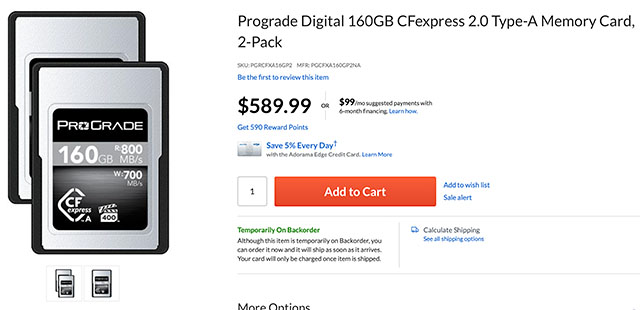 ProGrade  【CFexpress Type A】 160GB ProGrade Digital 1.6TB CFexpress 4.0 Type B PGCFX1600GIPBH B&H