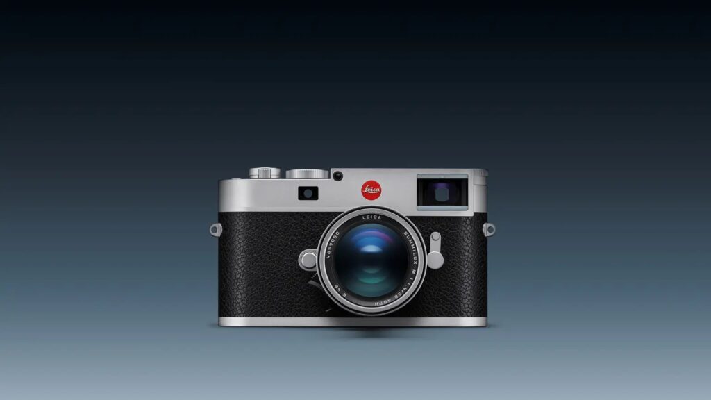 Product photograph of a silver Leica M11 taken from leica-camera.com.