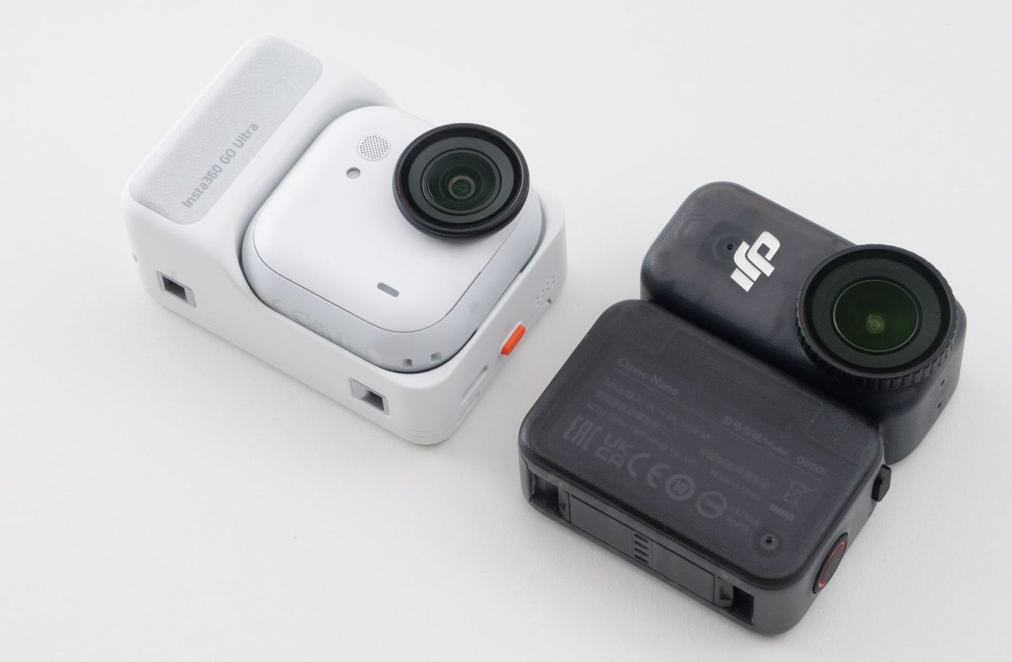 DJI osmo nano vs insta360 go ultra size comparison.