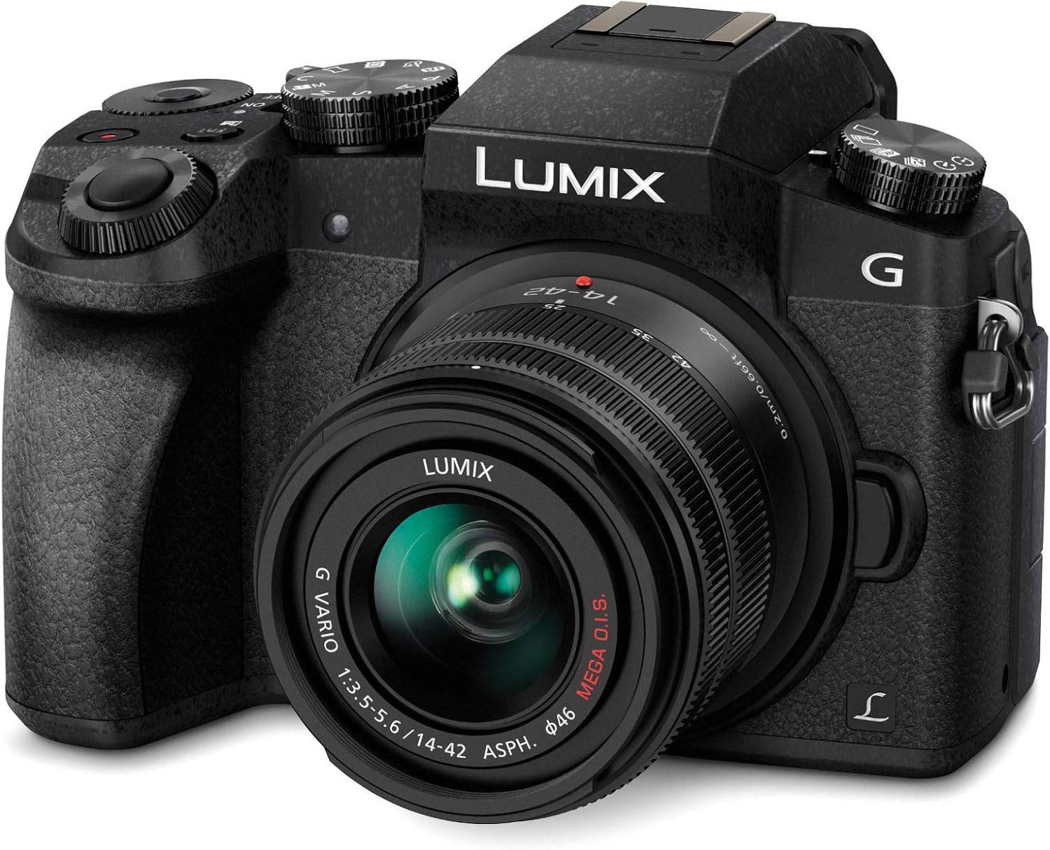 Stock image of a Panasonic Lumix G7 Mirrorless Camera taken from Amazon