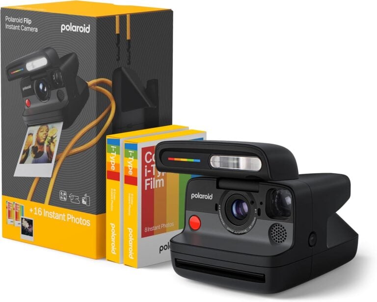 Polaroid Flip Instant Camera + Color Film Bundle (16 Photos Included)
