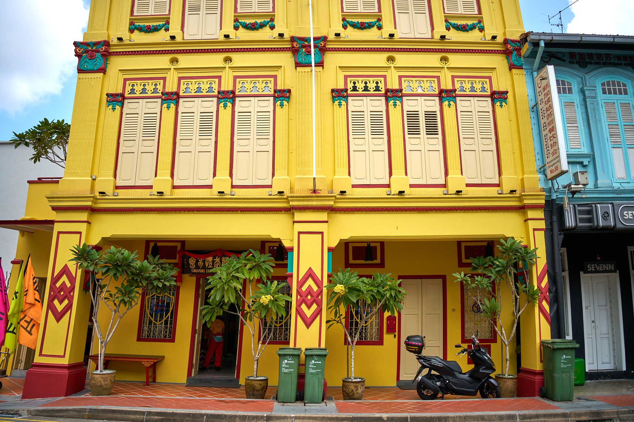 A brightly colored storefront in Singapore's Little India district.