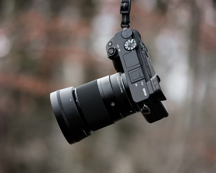image of a Sony camera suspended in the air