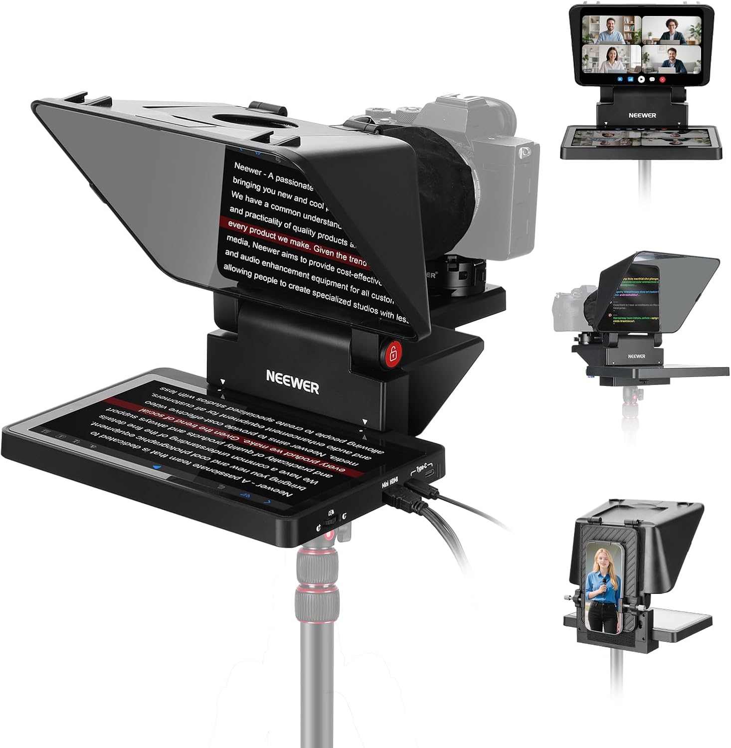 The Neewr Teleprompter marketing shots.