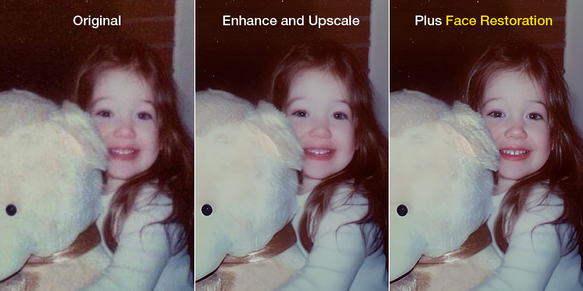 Photo of child with face restoration