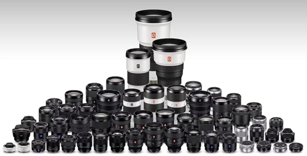 Sony e-mount lens lineup from Sony.