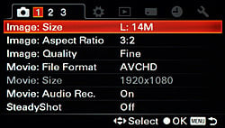 Sony Alpha SLT-A33 Menus image 13