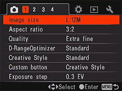 Sony Alpha DSLR-A700 Menus image 13