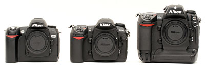 Three siblings: As you can see, the D200 is much closer to the D70's size than