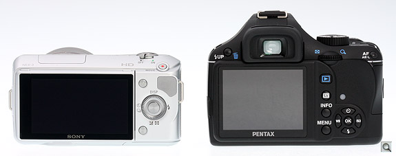 The tilting LCD makes the NEX-3 more versatile in certain situations, while the extra controls on