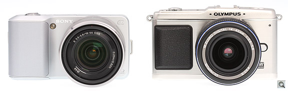 Up against the Olympus E-P1, the Sony NEX-3 is certainly shorter, and a little less wide
