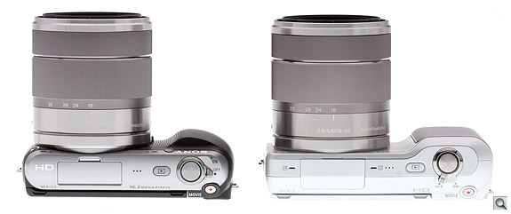 Microphones are on the front of the NEX-C3 rather than on the top, but most everything