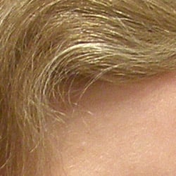 Subtle detail: Hair Noise suppression tends to blur detail in areas of subtle contrast, as in