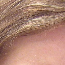 Subtle detail: Hair Noise suppression tends to blur detail in areas of subtle contrast, as in