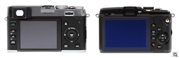 Comparable in focal length and relative size, the Fujifilm X100 is just a little larger than