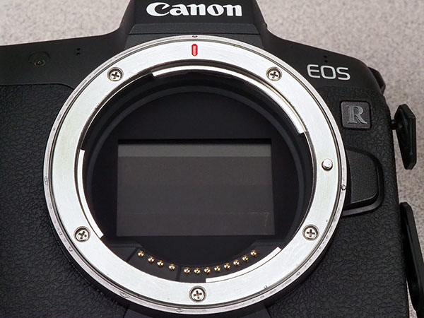 Canon EOS R Review -- close-up of camera body showing lens mount.