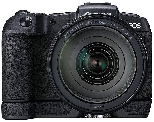 The EOS RP shown here with the optional accessory grip attached.