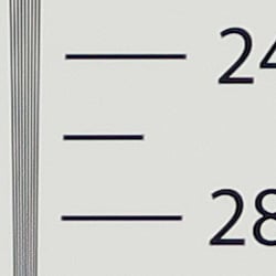 In-camera JPEG: Strong detail to ~2,500 lines horizontal