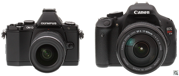Just to drive home how small the Olympus E-M5 is, we've added this comparison to the