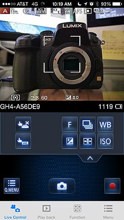 Panasonic GH4 Review - Wi-Fi App