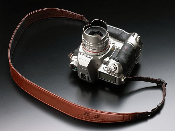 Pentax K-3 Review -- Pentax K-3 Premium Silver Edition with leather strap