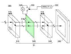With the liquid-crystal layer disabled, it rotates the polarization of the light, and the second birefringent