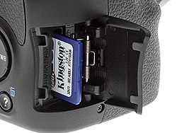 Sony A58 review -- Secure Digital card compartment