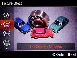 The RX100 also includes Sony's Picture Effects function, but with more options than ever. There are